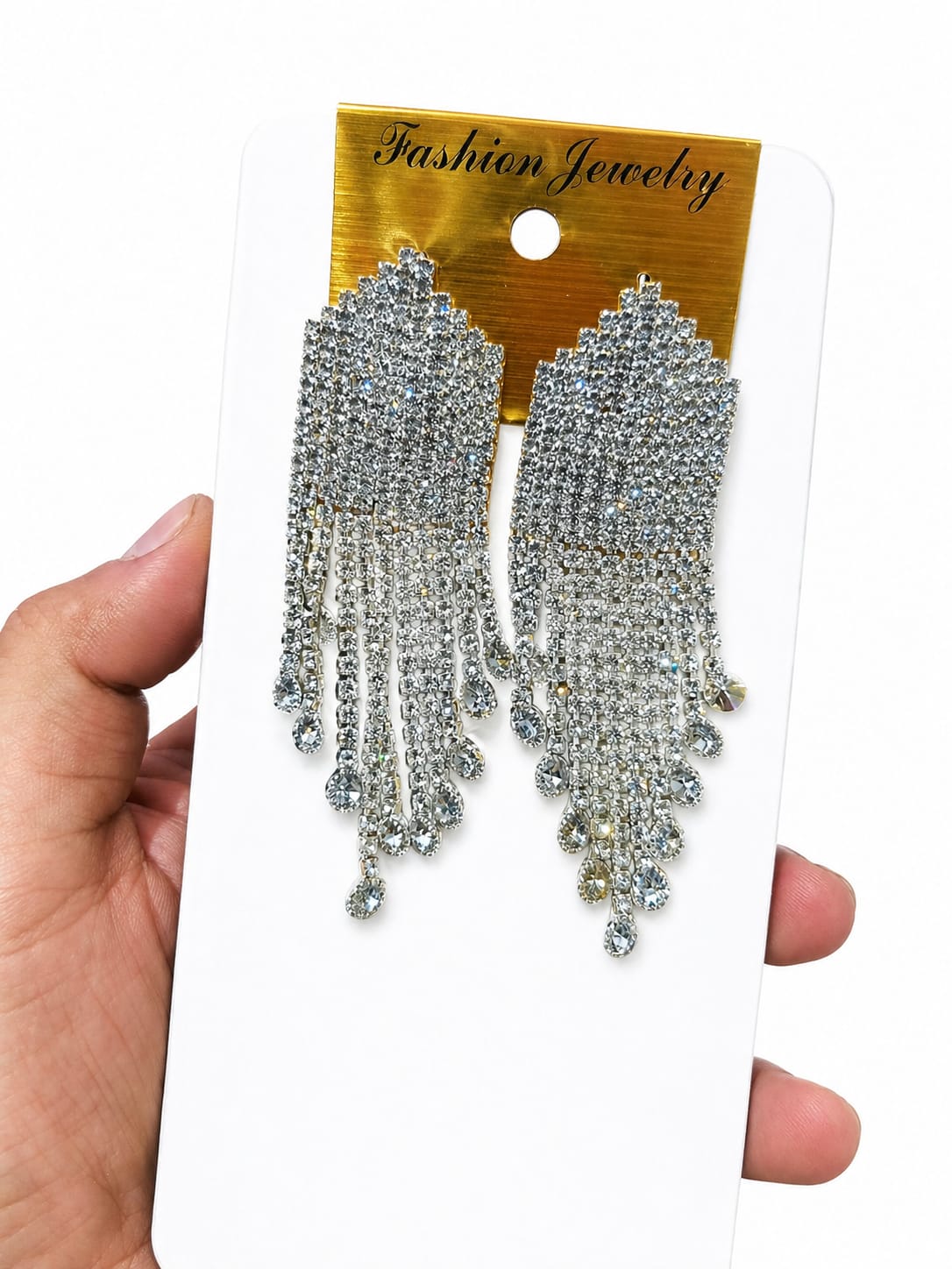 Luxury Crystal Tassel Drop Earrings – Elegant Rhinestone Chandelier Earrings for Women